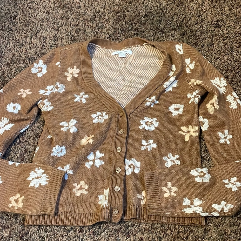 American Eagle brown flower cardigan!